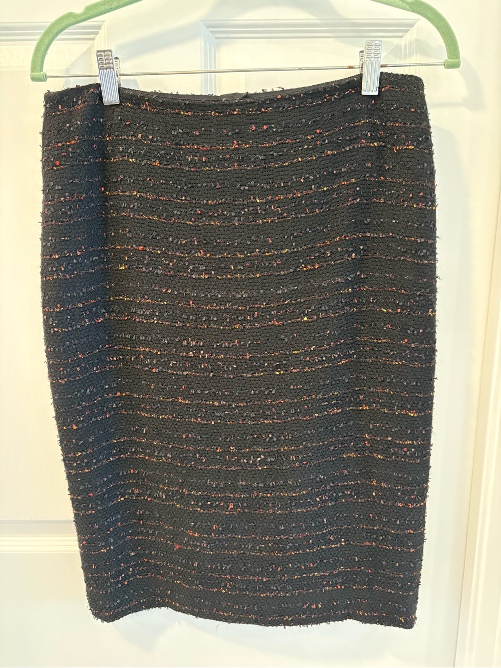 Lafayette 148 New York Black Tweed Pencil Skirt with Multicolor Flecks